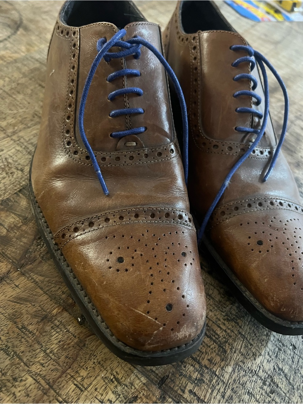 Gordon Rush Cap-Toe Brogue Oxford in Brown with Blue Laces - Size 8.5 - Picture 3 of 7